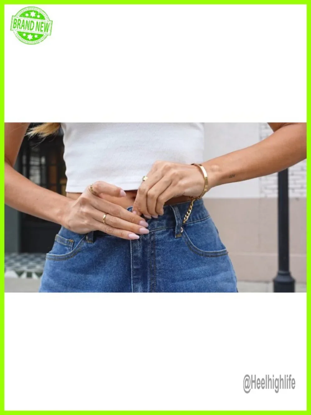 High Waisted Stretchy Denim Cut Off Jean Shorts with Pockets